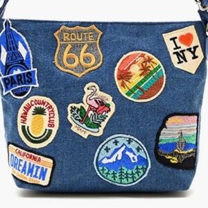 ROADTRIP DENIM PATCH  crossbody bag!! America & beyond! Quality! New